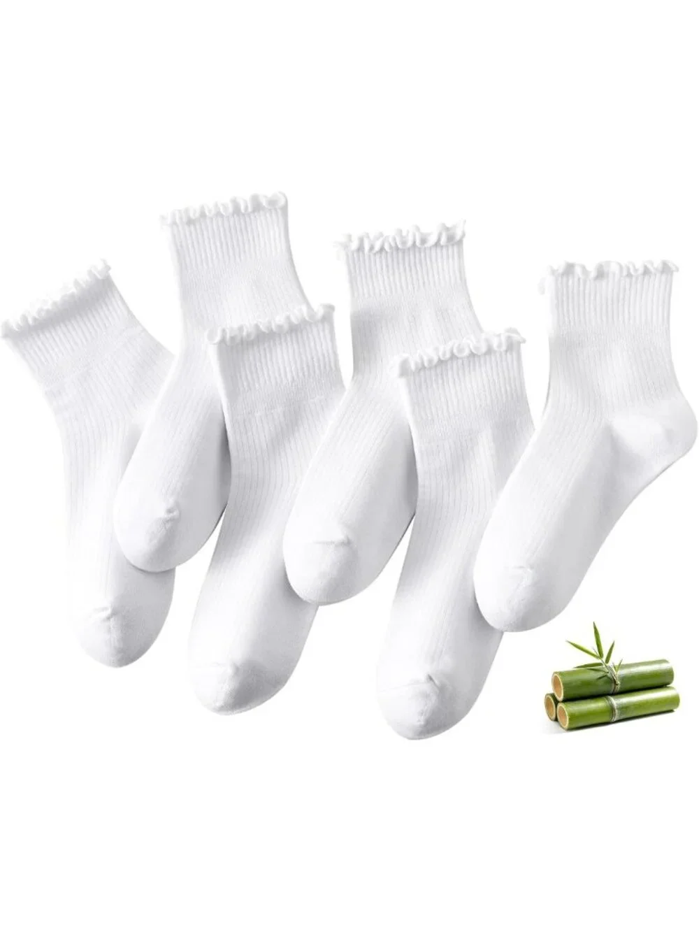 Soft Bamboo Ruffle Ankle Socks | Breathable Lettuce Edge Crew | Cute Frilly